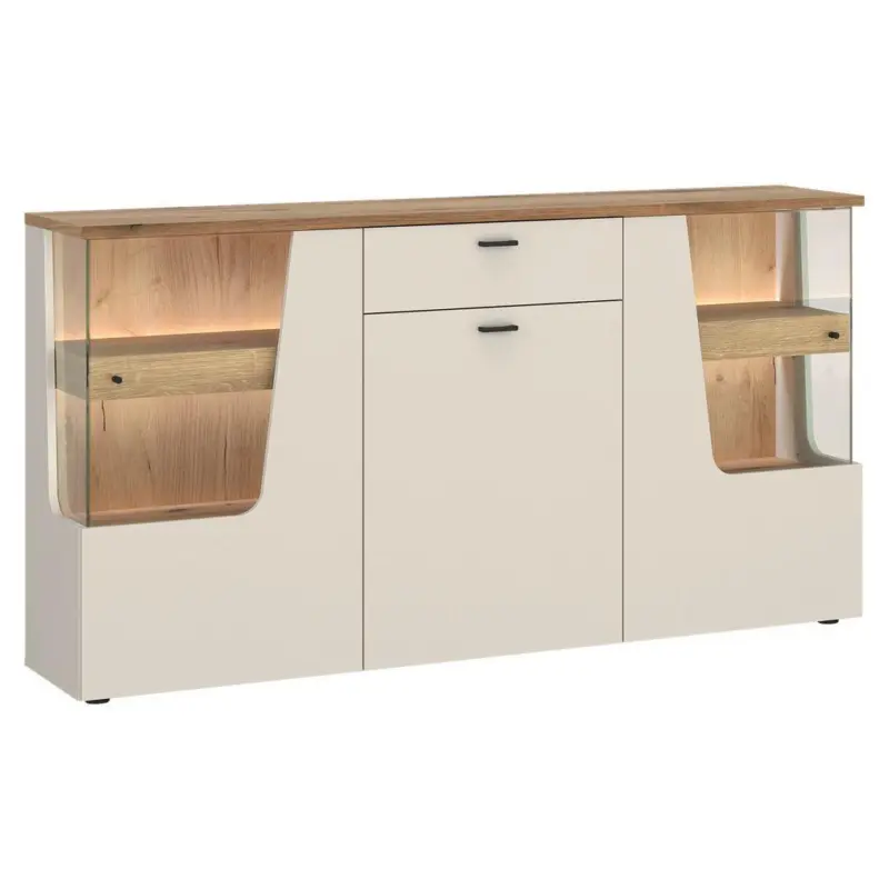 Sideboard Cut Out, B: 165cm Kaschmir/Eichefarben