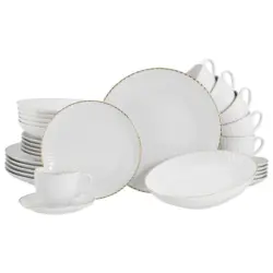 KOMBISERVICE Allegra Goldfarben/Wei&szlig; 30--Teilig