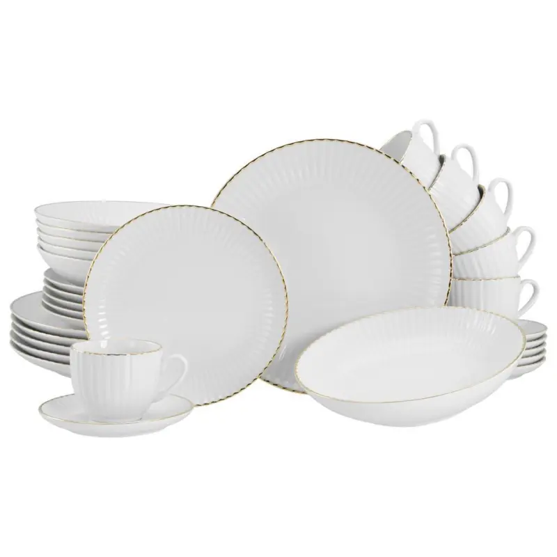 KOMBISERVICE Allegra Goldfarben/Wei&szlig; 30--Teilig