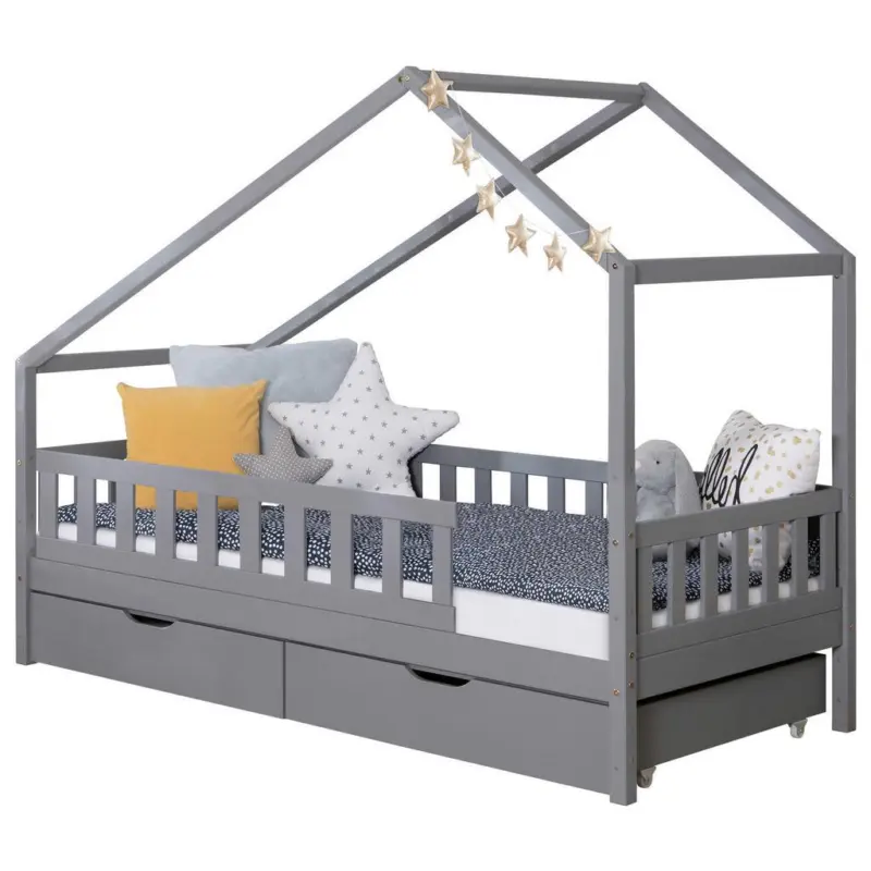 Hausbett Lou Bettschublade Hellgrau B: 140 cm