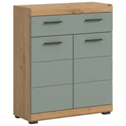 Midischrank Scout Eiche Dekor/Salbeigr&uuml;n B: 74cm