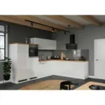 M&ouml;belix Einbauk&uuml;che Eckk&uuml;che M&ouml;belix Monza ohne Ger&auml;te 300x240 cm Wei&szlig;/Eiche Dekor