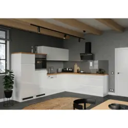 Einbauk&uuml;che Eckk&uuml;che M&ouml;belix Monza ohne Ger&auml;te 300x240 cm Wei&szlig;/Eiche Dekor