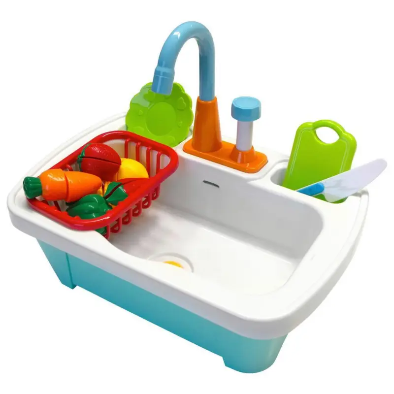 Kinderk&uuml;chensp&uuml;le mit Zubeh&ouml;r Blau, Wei&szlig;, B/H/T: 40x30x26cm