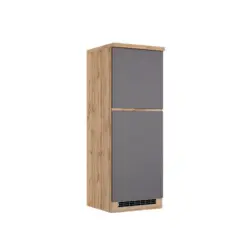 K&uuml;hlschrank-Umbauschrank Turin B: 60 cm Grau/Wotaneiche Dekor