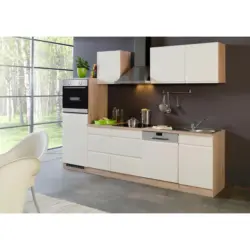 K&uuml;chenzeile Cardiff m. Ger&auml;ten 280 cm Creme/Sonoma Eiche