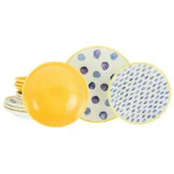 TAFELSERVICE Maisie Blau/Creme/Gelb 12--Teilig