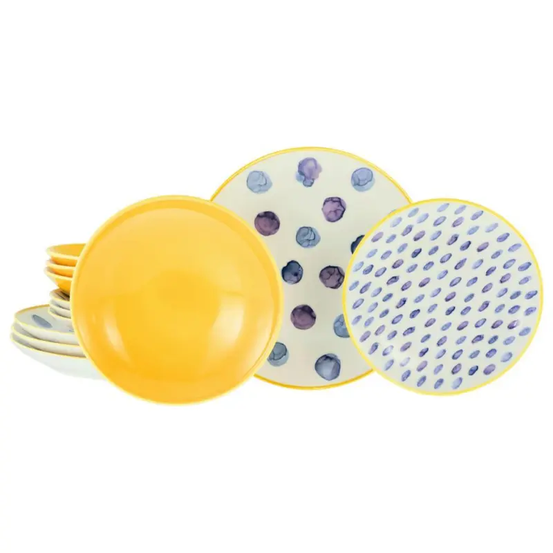TAFELSERVICE Maisie Blau/Creme/Gelb 12--Teilig
