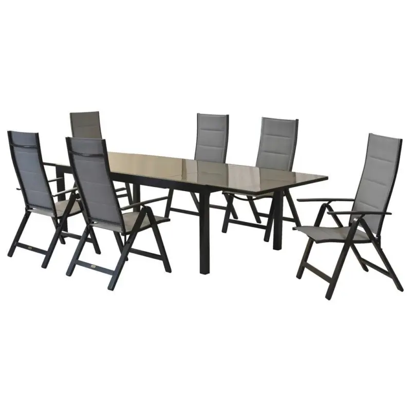 Gartenm&ouml;bel Set 7--Teilig Florenz aus Metall/Textil
