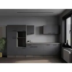 K&uuml;chenleerblock Oliver Grau, Eiche Dekor B: 340 cm