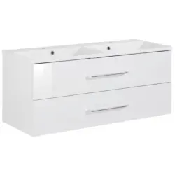 Waschbecken mit Unterschrank Clever B: 120 cm Wei&szlig;