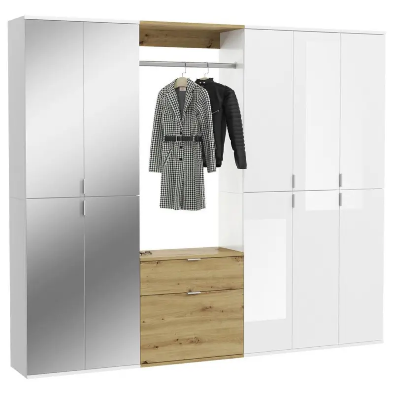 Garderobe Projekt X 4-Teilig Wei&szlig;/Eiche Artisan B: 213 cm
