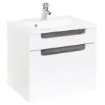 M&ouml;belix Waschbecken mit Unterschrank Siena B: 60cm Wei&szlig;/Eiche Dekor