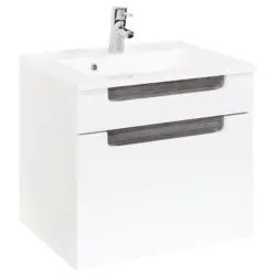 Waschbecken mit Unterschrank Siena B: 60cm Wei&szlig;/Eiche Dekor