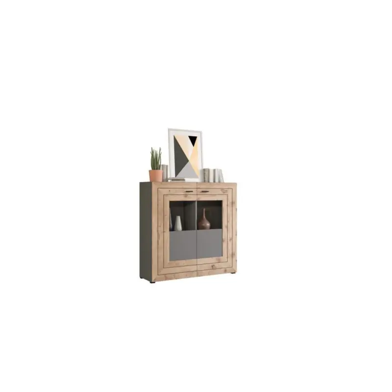 Highboard Freno B: 120 cm Grau Nb, Nox Oak Dekor