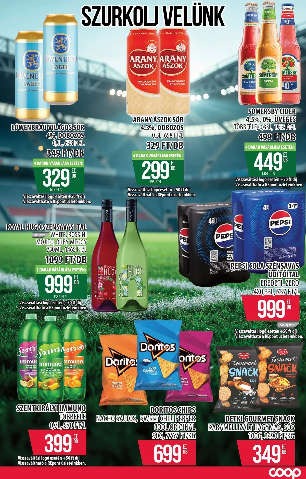 COOP Szolnok akciós újság Gyöngyös - 2026.06.07. -tól/töl > akció, lapozható szórólap 🛍️ | Oldal: 13 | Termékek: Chips, Arany ászok, Alma, Paprika babura