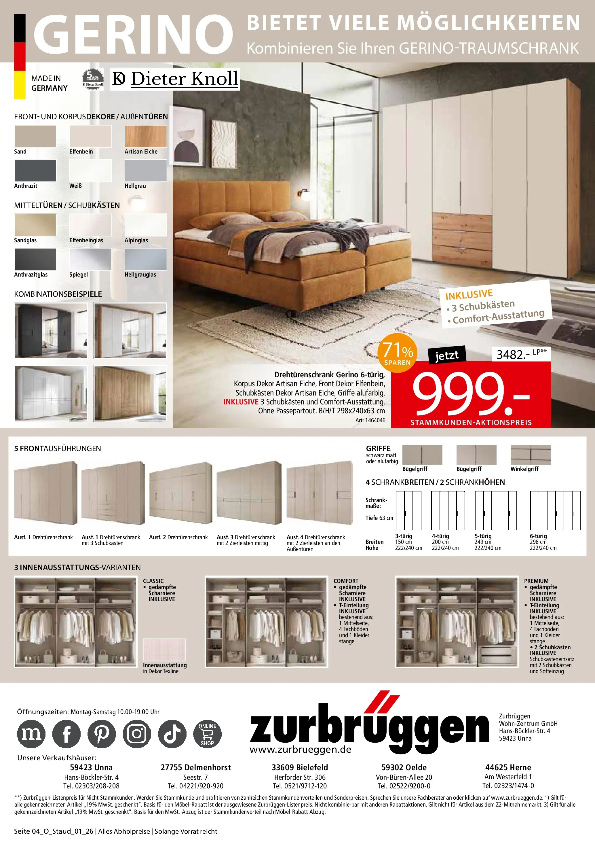 Zurbrüggen - Zurbrüggen: Möbel-Rabatt (ab 04.06.2026) zum Blättern | Seite: 4 | Produkte: Drehtürenschrank, Schrank, Spiegel, Uhr
