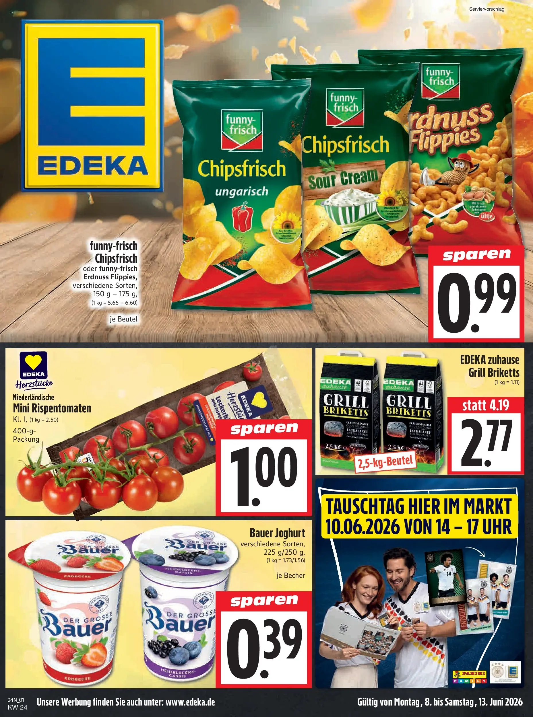 Angebote - Edeka Hahner: Wochenangebote (ab 07.06.2026) zum Blättern | Seite: 3 | Produkte: Grill, Bauer joghurt, Funny frisch, Uhr