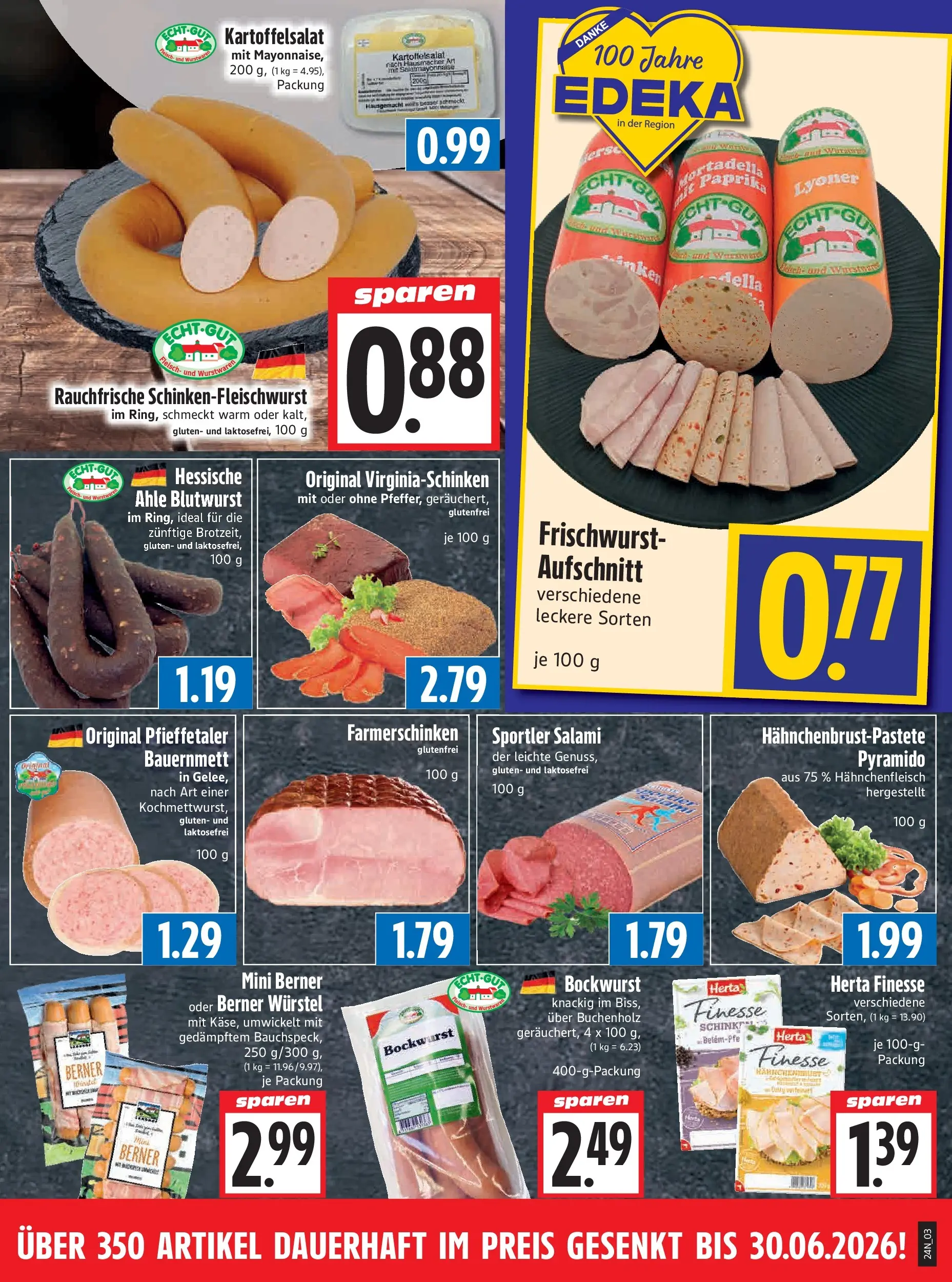 Angebote - Edeka Hahner: Wochenangebote (ab 07.06.2026) zum Blättern | Seite: 5 | Produkte: Bockwurst, Paprika, Schinken, Herta finesse