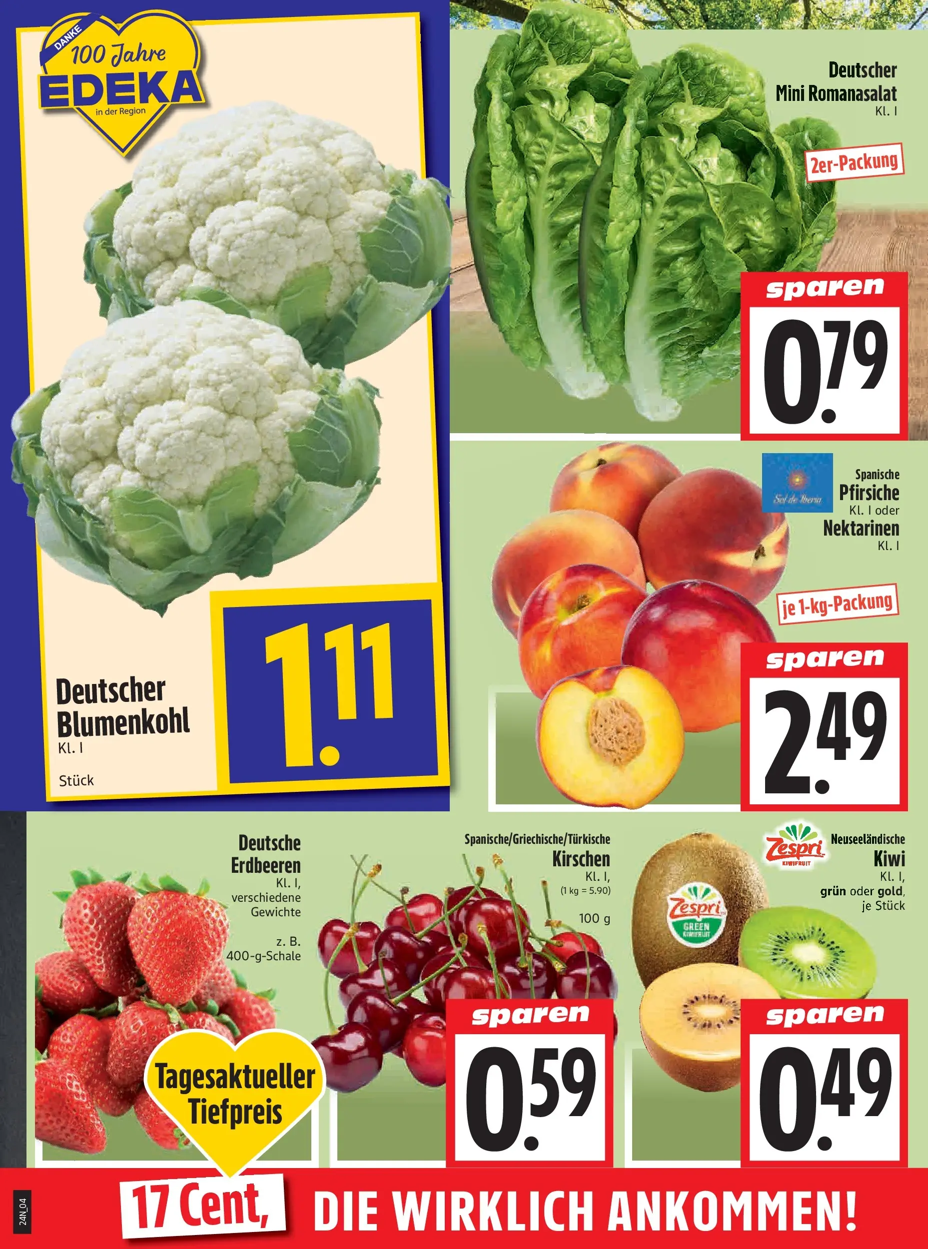 Angebote - Edeka Hahner: Wochenangebote (ab 07.06.2026) zum Blättern | Seite: 6 | Produkte: Nektarinen, Blumenkohl, Erdbeeren, Kiwi