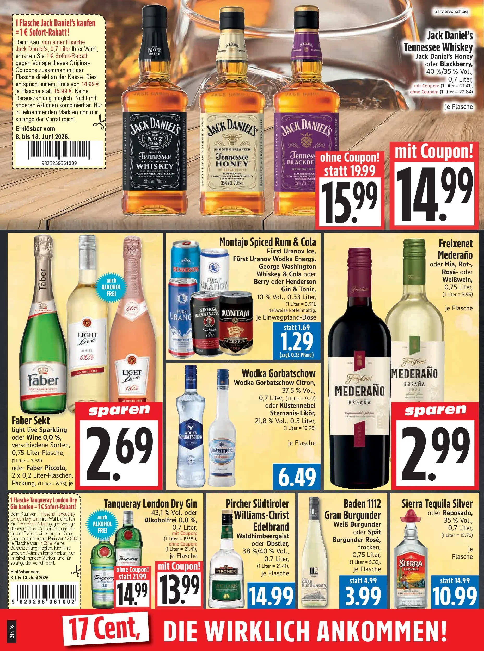 Angebote - Edeka Hahner: Wochenangebote (ab 07.06.2026) zum Blättern | Seite: 18 | Produkte: Cola, Freixenet, Tequila, Whiskey