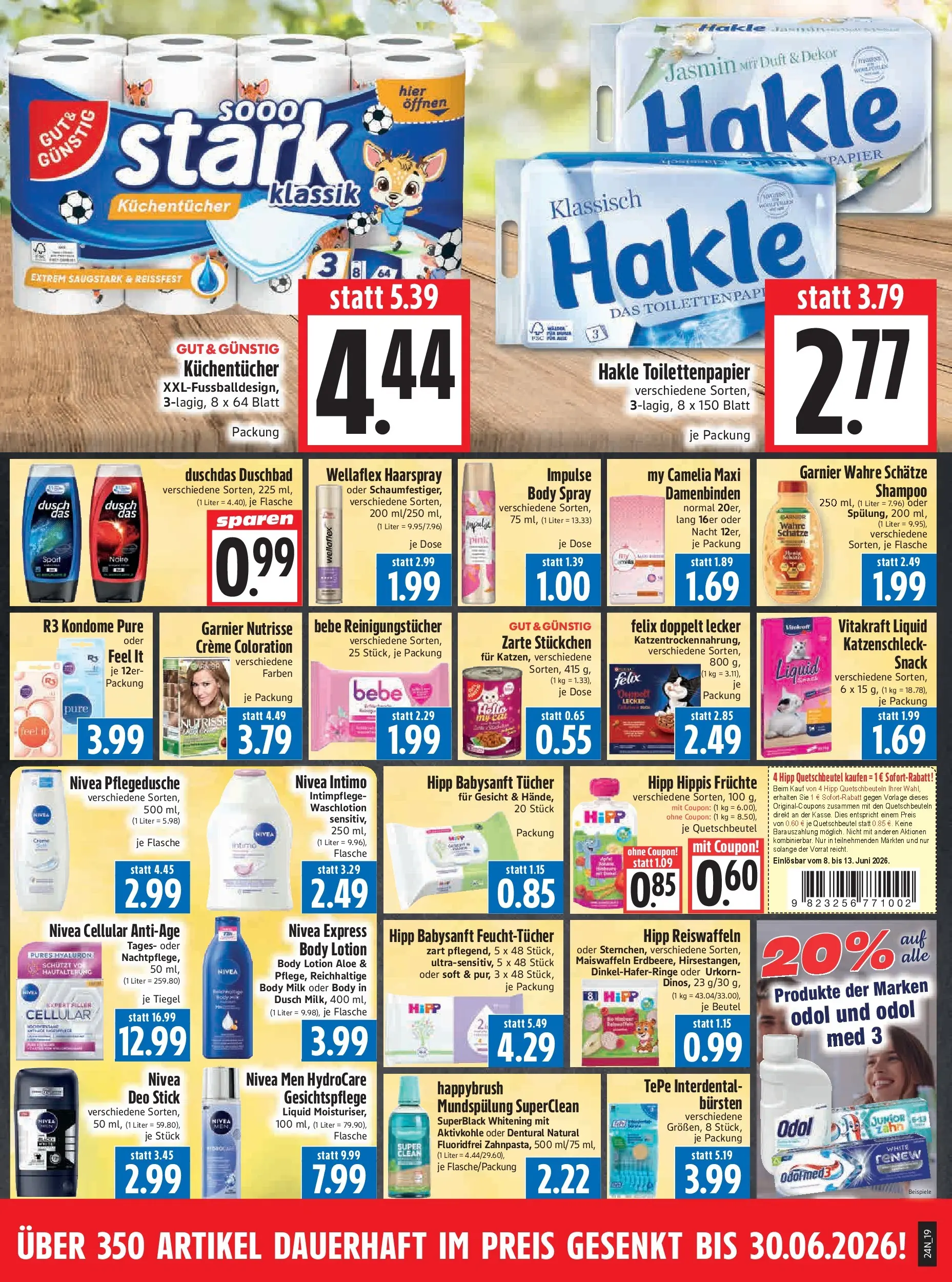 Angebote - Edeka Hahner: Wochenangebote (ab 07.06.2026) zum Blättern | Seite: 21 | Produkte: Shampoo, Creme, Body Lotion, Toilettenpapier