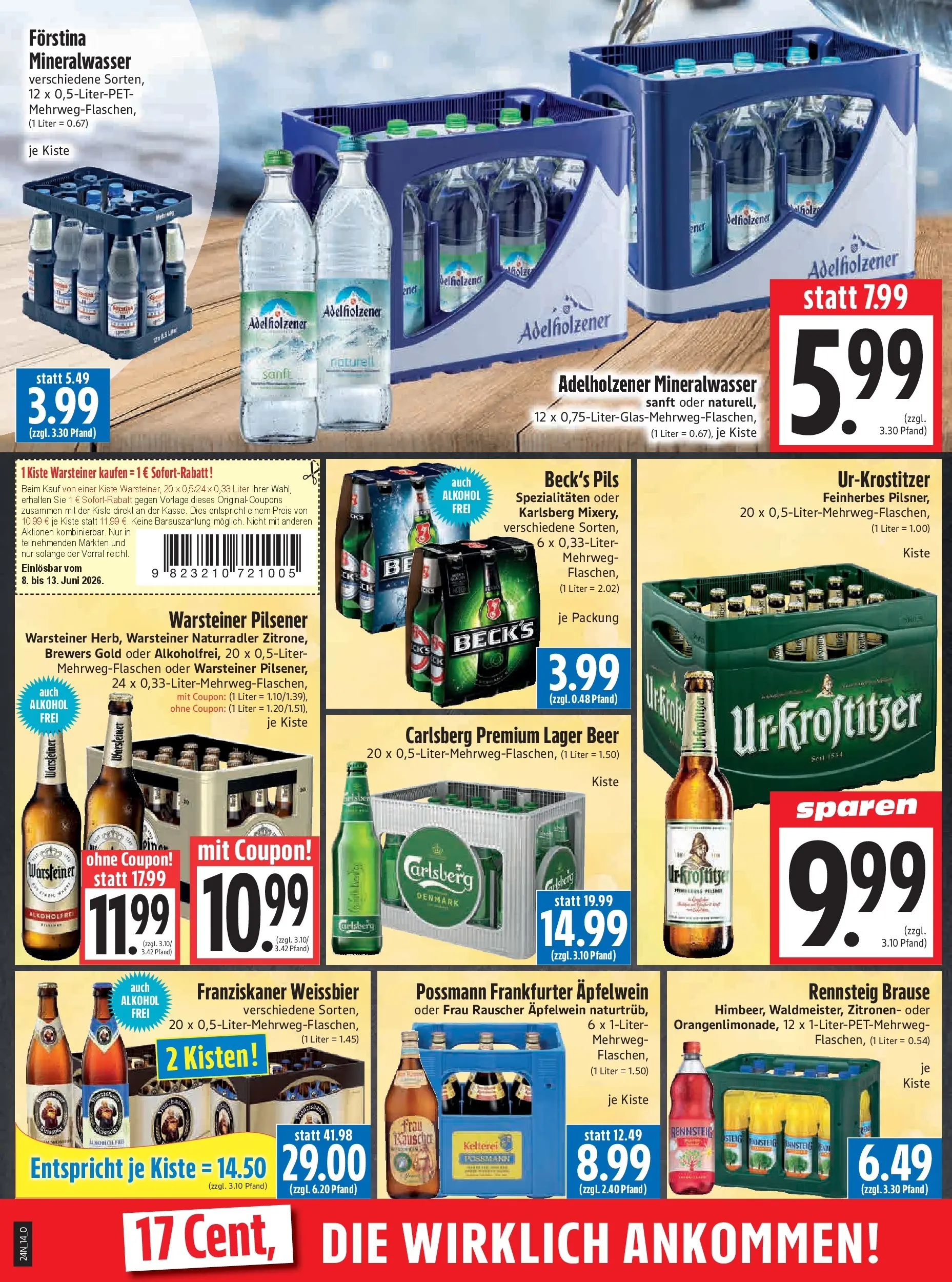 Angebote - Edeka Hahner: Wochenangebote (ab 07.06.2026) zum Blättern | Seite: 28 | Produkte: Weißbier, Pils, Adelholzener, Zitronen