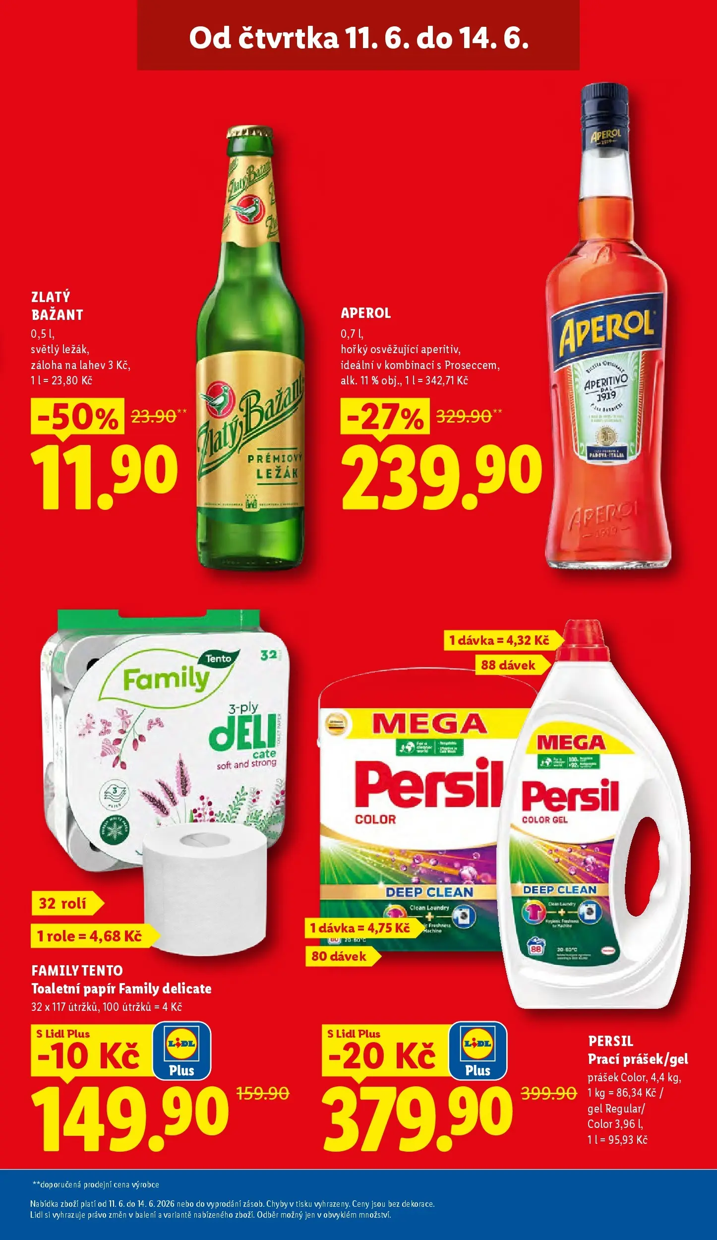 Lidl leták od 10.06.2026 - Nový akční leták | Strana: 7 | Produkty: Toaletní papír, Zlatý Bažant, Aperol, Persil