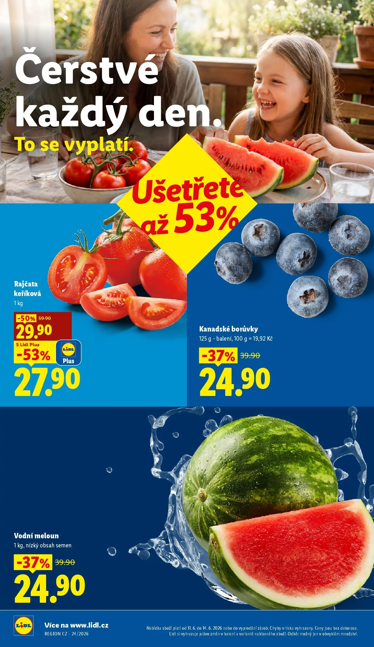 Lidl leták od 10.06.2026 - Nový akční leták | Strana: 12 | Produkty: Meloun, Rajčata, Borůvky