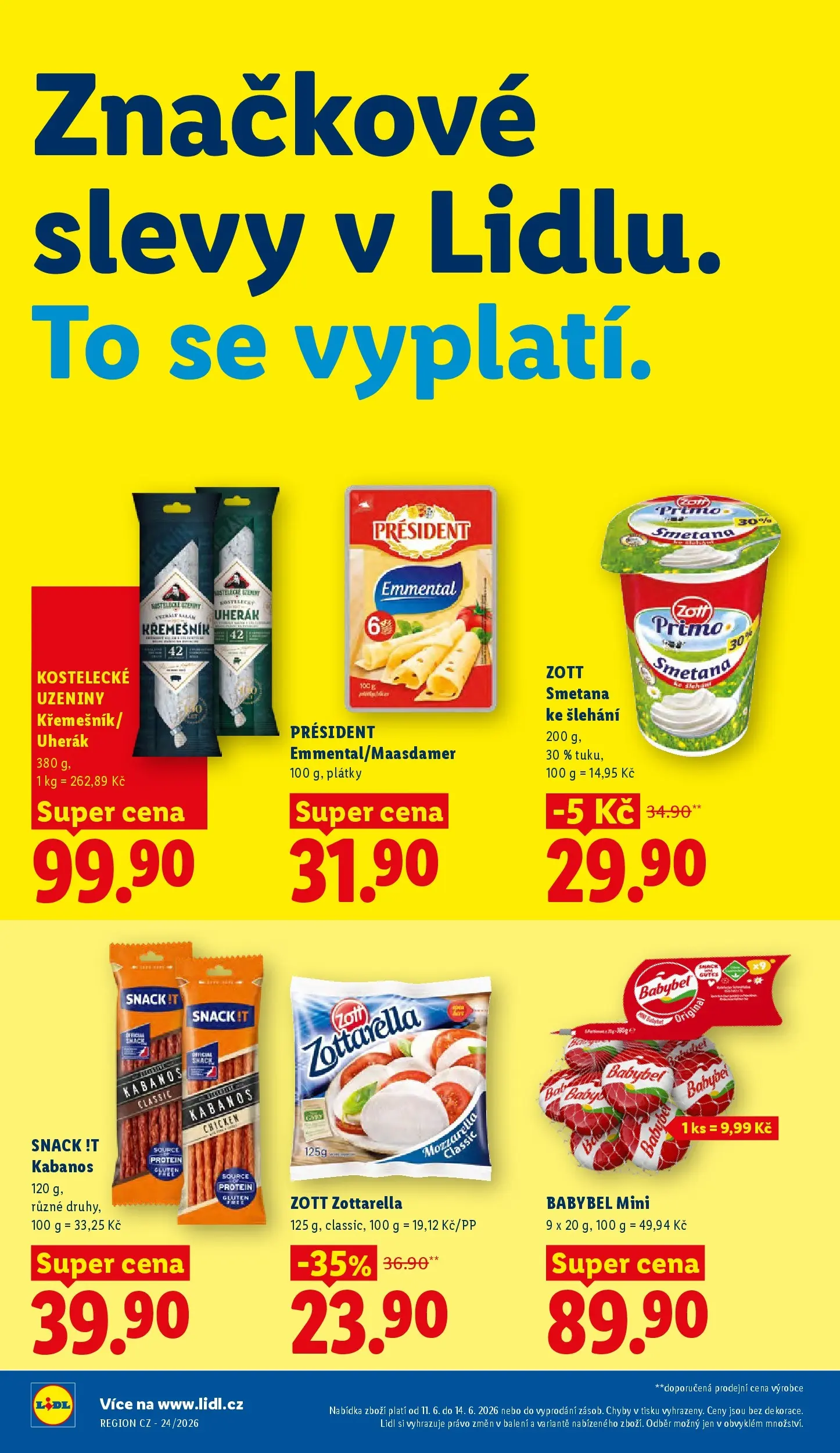 Lidl leták od 10.06.2026 - Nový akční leták | Strana: 20 | Produkty: Uherák, Babybel, Kabanos, Mozzarella