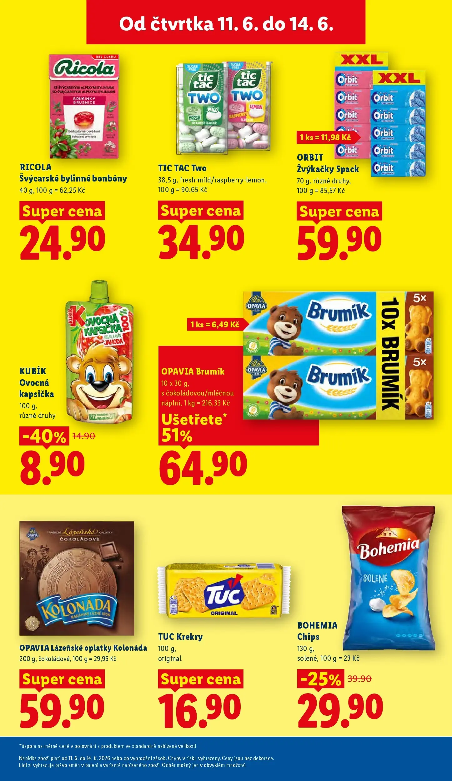 Lidl leták od 10.06.2026 - Nový akční leták | Strana: 23 | Produkty: Bonbóny, Ovocná kapsička, Lázeňské oplatky, Brumik