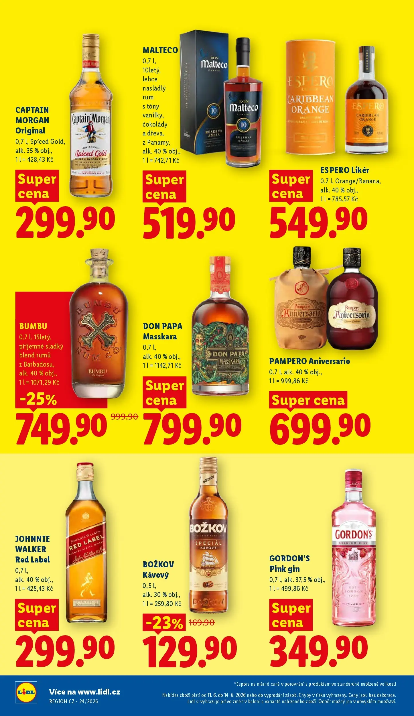 Lidl leták od 10.06.2026 - Nový akční leták | Strana: 28 | Produkty: Whisky, Likér, Captain Morgan, Don papa
