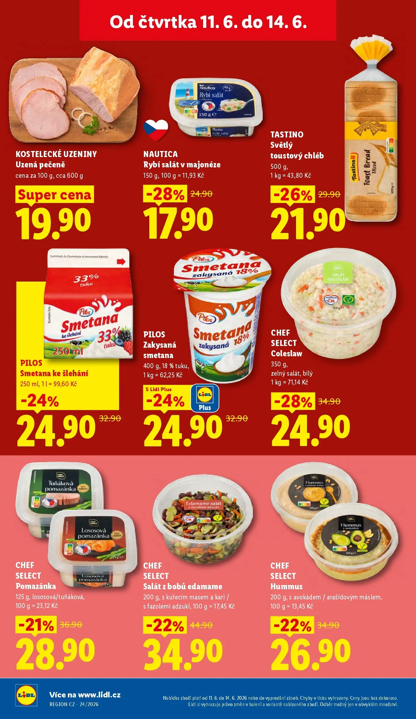 Lidl leták od 10.06.2026 - Nový akční leták | Strana: 30 | Produkty: Hummus, Smetana, Tuňáková pomazánka, Uzeniny