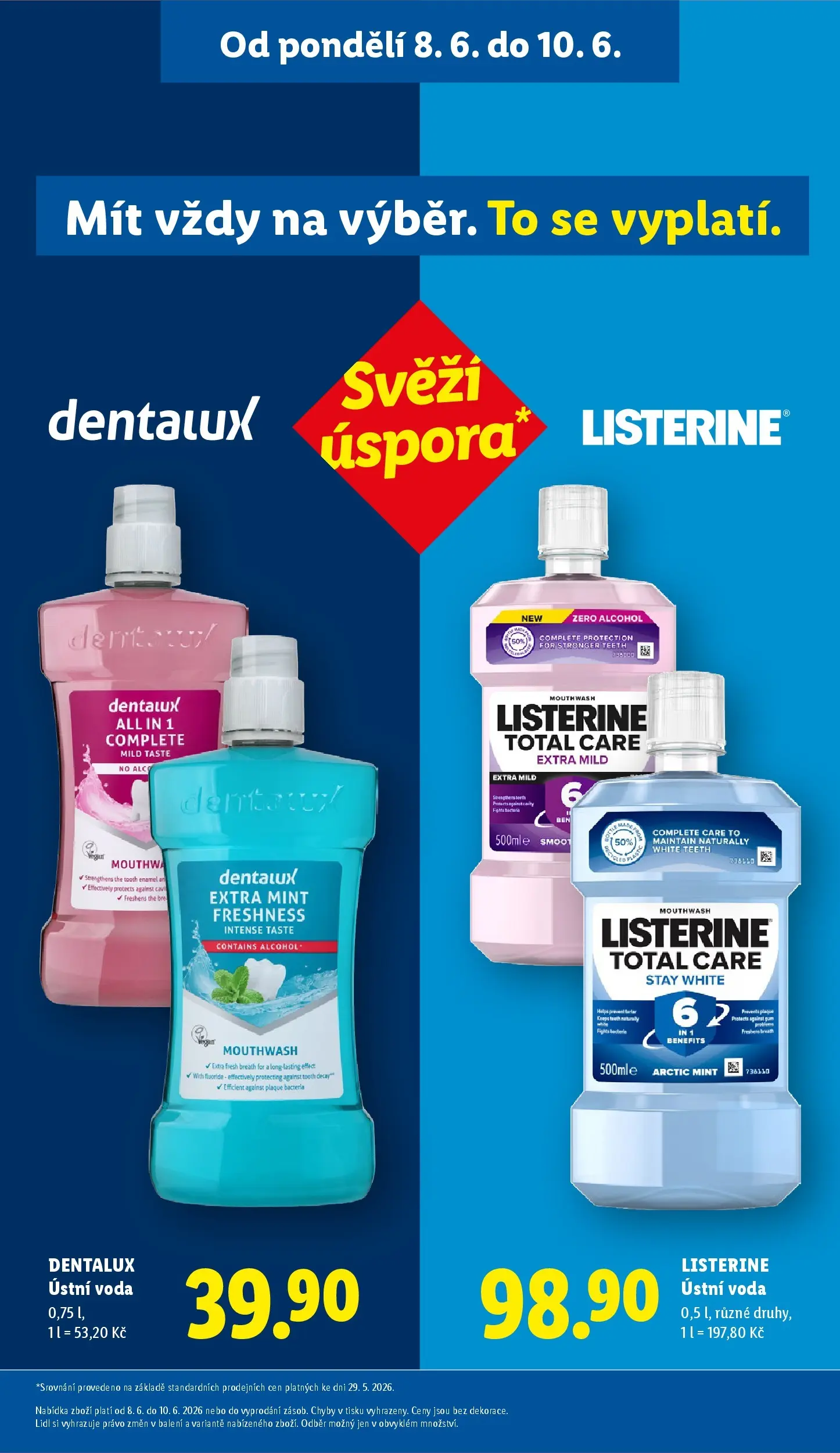 Lidl leták od 10.06.2026 - Nový akční leták | Strana: 49 | Produkty: Ústní voda, Voda, Listerine