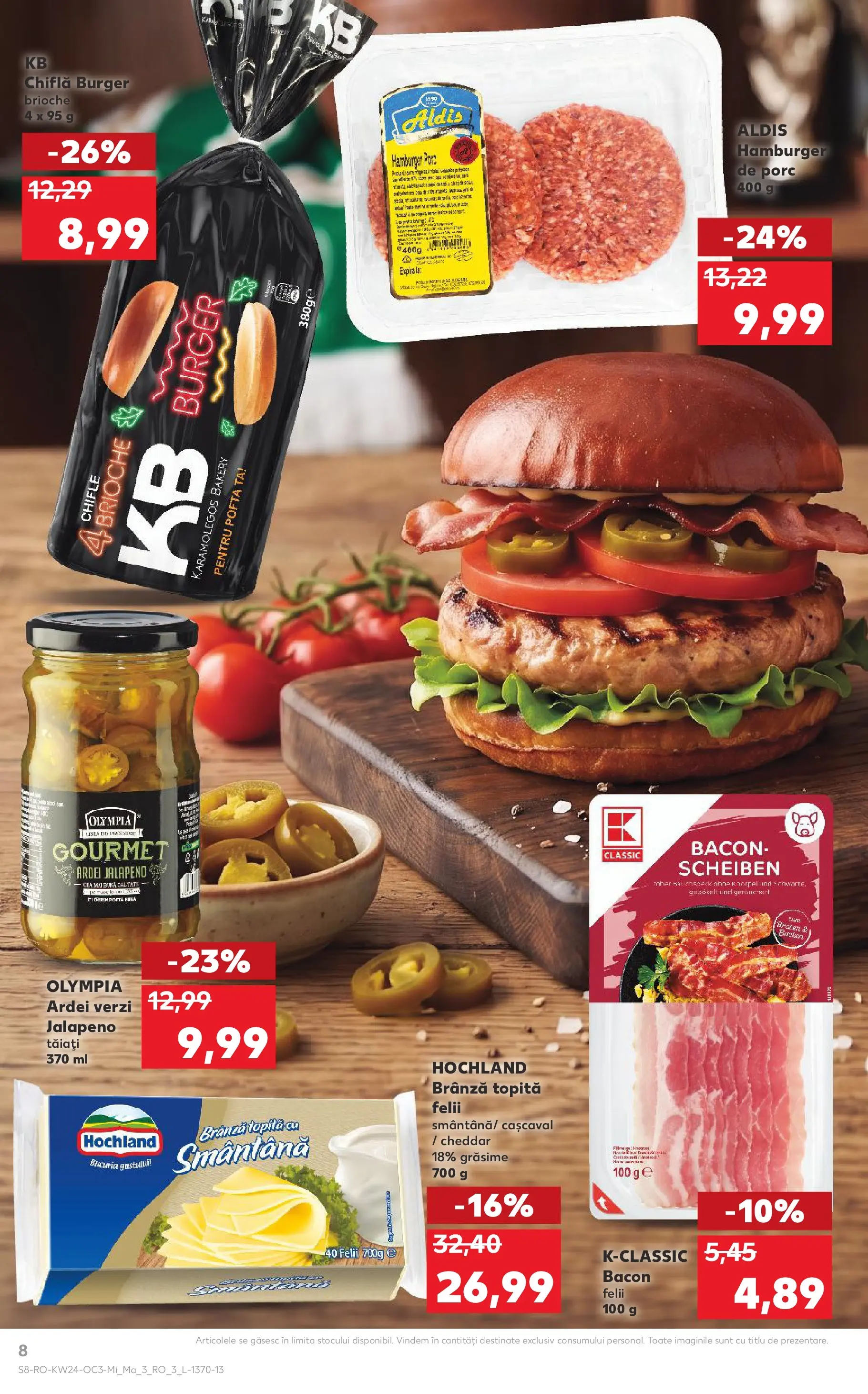 Kaufland Slatina 10.06.2026 - Revista si Oferta | Pagină: 8 | Produse: Bacon, Chiflă, Brânză, Burger