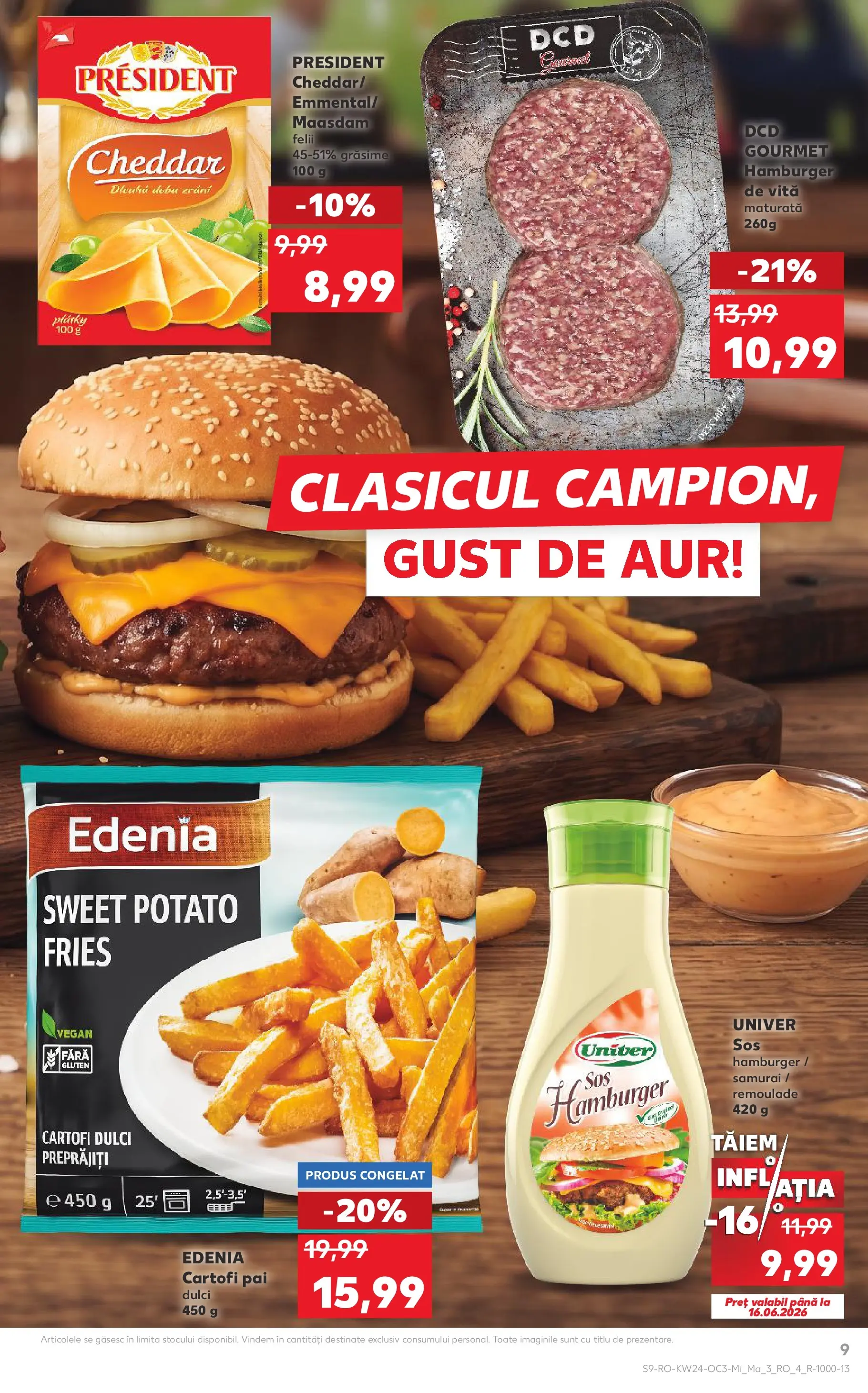 Kaufland Domnesti 09.06.2026 - Revista si Oferta | Pagină: 9 | Produse: Taneli organik hardal, Burger, Cartofi, Sos