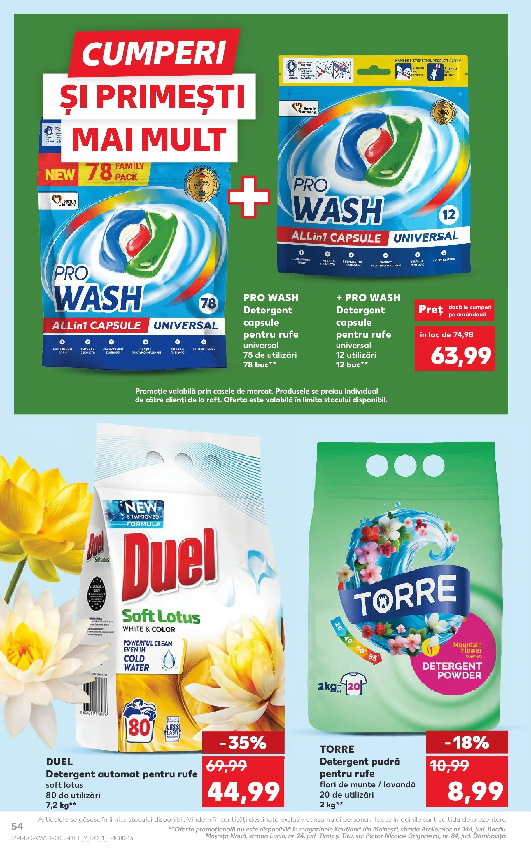 Kaufland Baia Mare 10.06.2026 - Revista si Oferta | Pagină: 54 | Produse: Pomelo, Kedi Ödül Oyuncakları, Pudră, Detergent