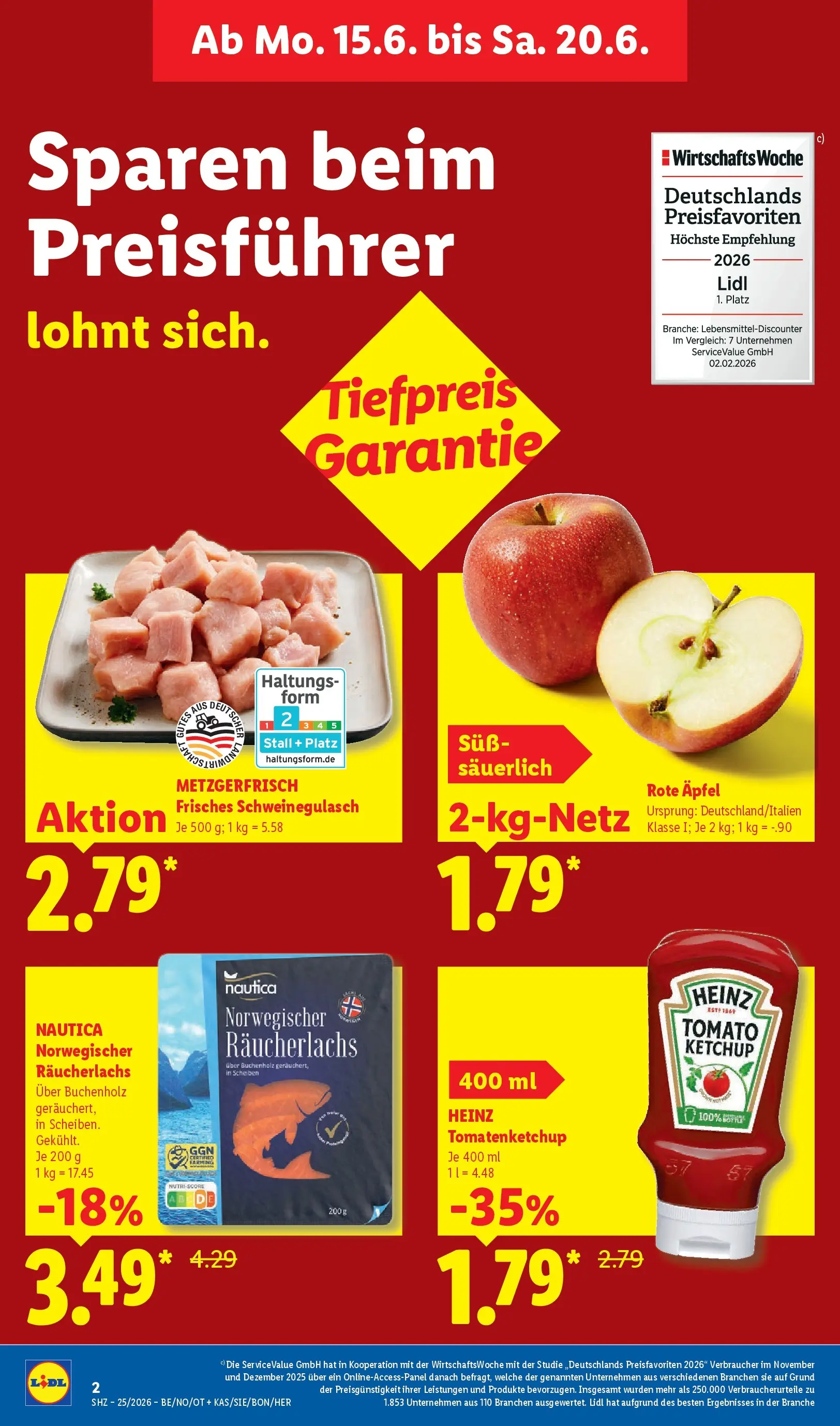 Lidl Prospekt Grimma (ab 14.06.2026) zum Blättern » Angebote | Seite: 2 | Produkte: Schweinegulasch, Äpfel, Räucherlachs, Ketchup