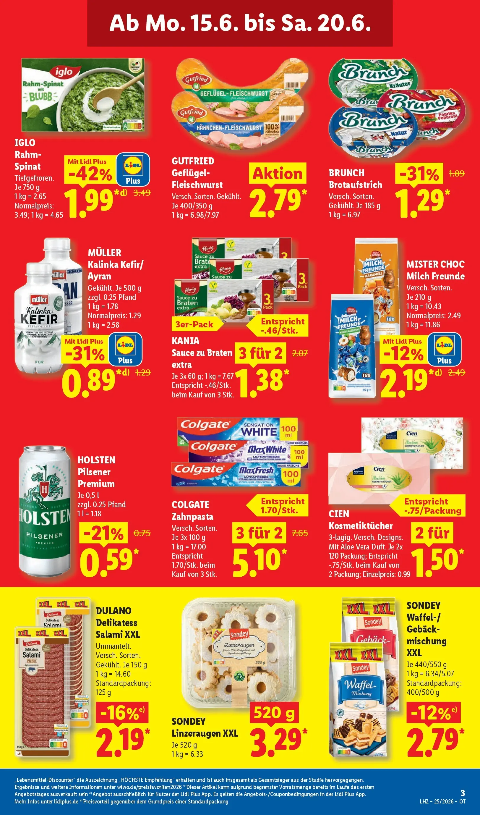 Lidl Prospekt Grimma (ab 14.06.2026) zum Blättern » Angebote | Seite: 3 | Produkte: Kefir, Milch, Holsten, Salami