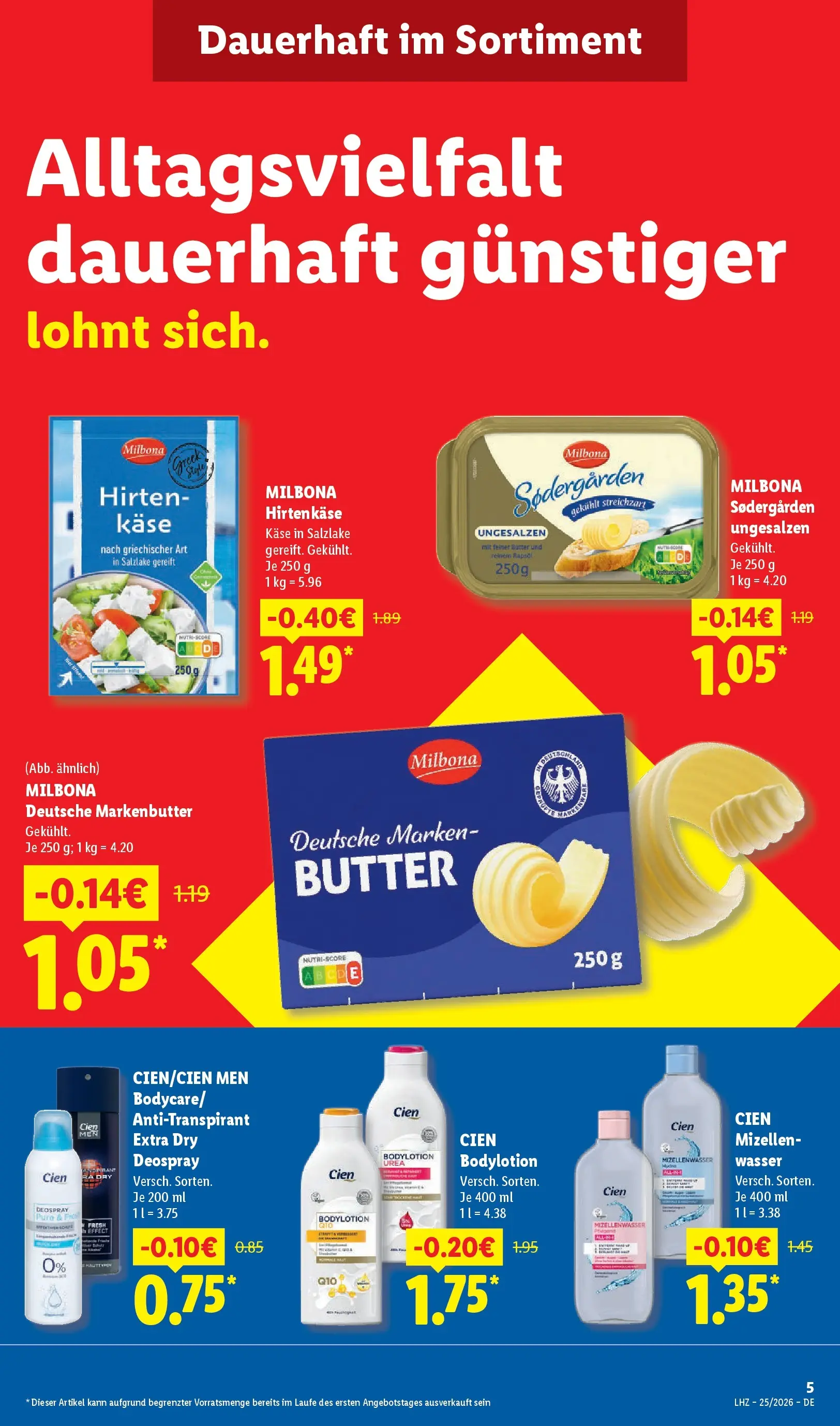 Lidl Prospekt Braunschweig (ab 14.06.2026) zum Blättern » Angebote | Seite: 9 | Produkte: Käse, Mizellenwasser, Antitranspirant, Deospray