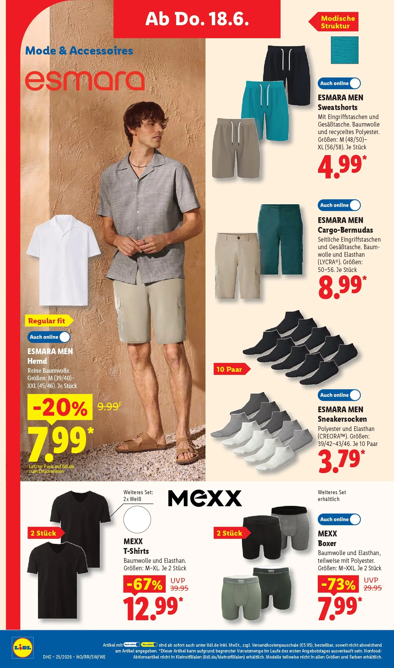 Lidl Prospekt Braunschweig (ab 14.06.2026) zum Blättern » Angebote | Seite: 40 | Produkte: Sweatshorts, Hemd, Boxer