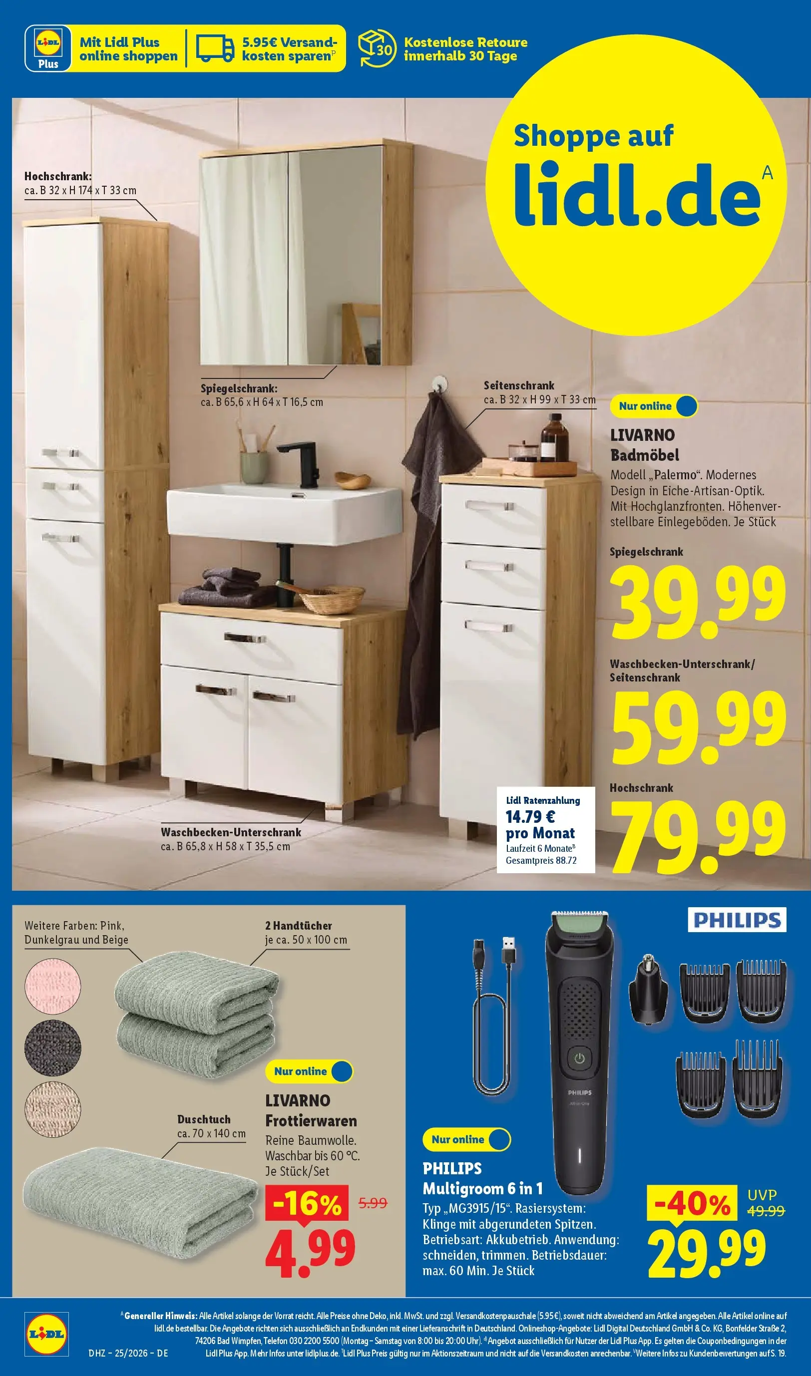 Lidl Prospekt Braunschweig (ab 14.06.2026) zum Blättern » Angebote | Seite: 44 | Produkte: Philips, Bad, Hochschrank, Telefon