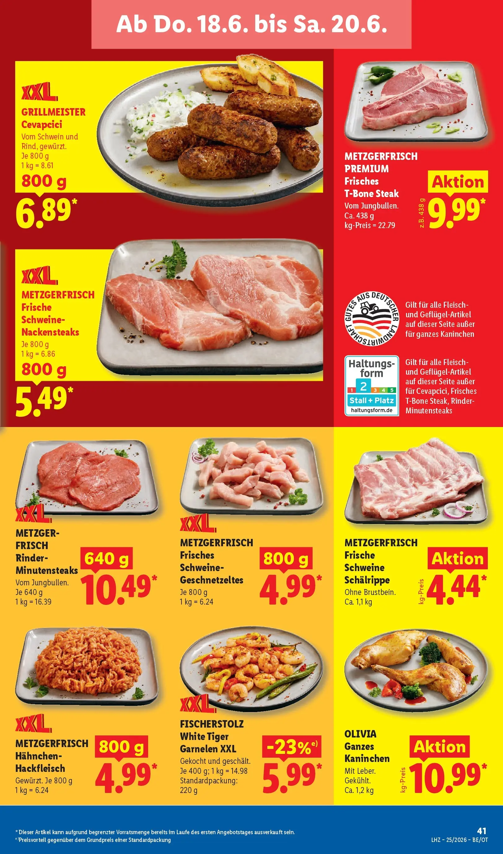 Lidl Prospekt Grimma (ab 14.06.2026) zum Blättern » Angebote | Seite: 65 | Produkte: Nackensteaks, Hahnchen, Kaninchen, Hackfleisch