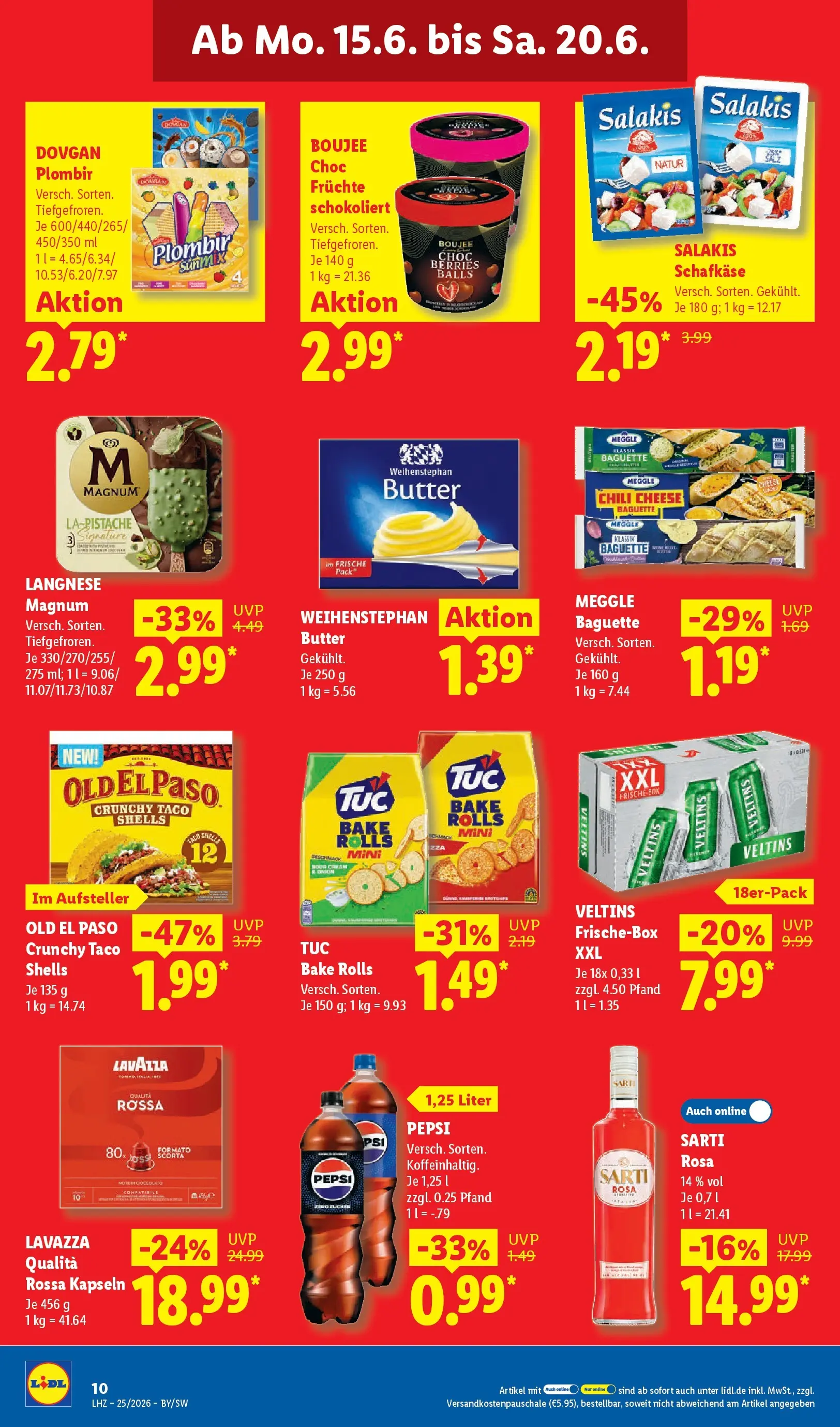 Lidl Prospekt Hof-innenstadt (ab 14.06.2026) zum Blättern » Angebote | Seite: 20 | Produkte: Lavazza, Baguette, Salakis, Pepsi