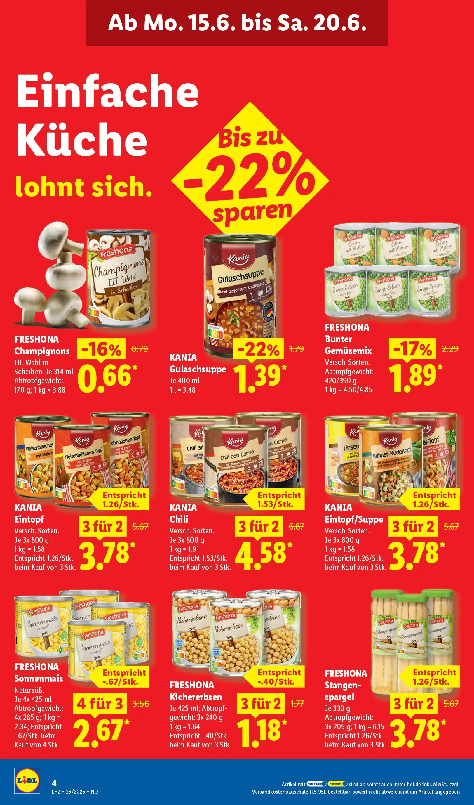 Lidl Prospekt Braunschweig (ab 14.06.2026) zum Blättern » Angebote | Seite: 8 | Produkte: Küche, Champignons, Nudeln, Rindfleisch
