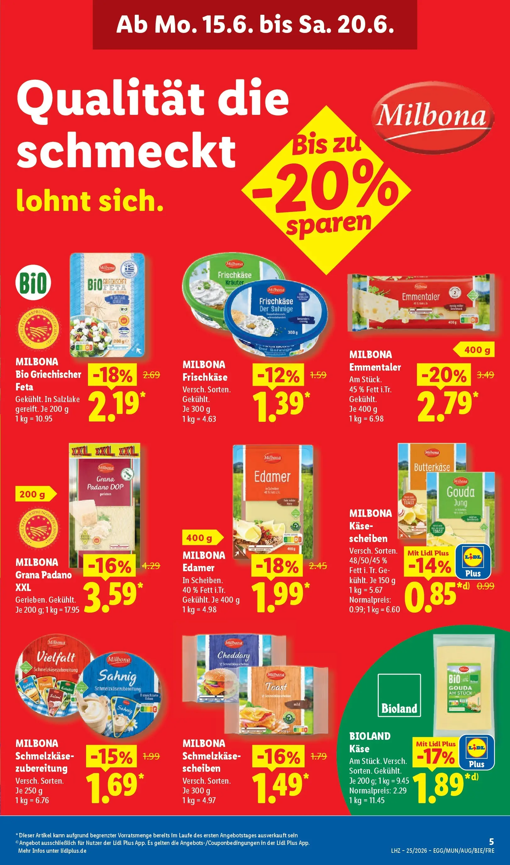 Lidl Prospekt Hof-innenstadt (ab 14.06.2026) zum Blättern » Angebote | Seite: 13 | Produkte: Feta, Toast, Edamer, Frischkase
