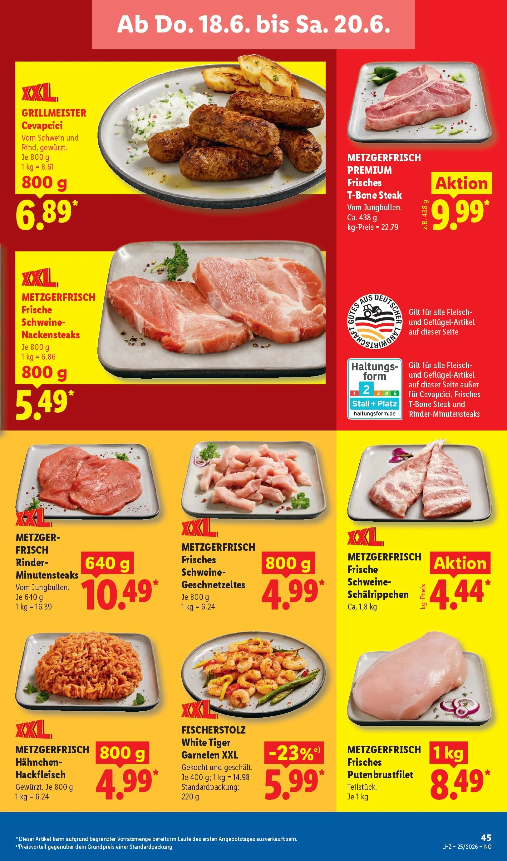 Lidl Prospekt Braunschweig (ab 14.06.2026) zum Blättern » Angebote | Seite: 65 | Produkte: Nackensteaks, Cevapcici, Steak, Fleisch