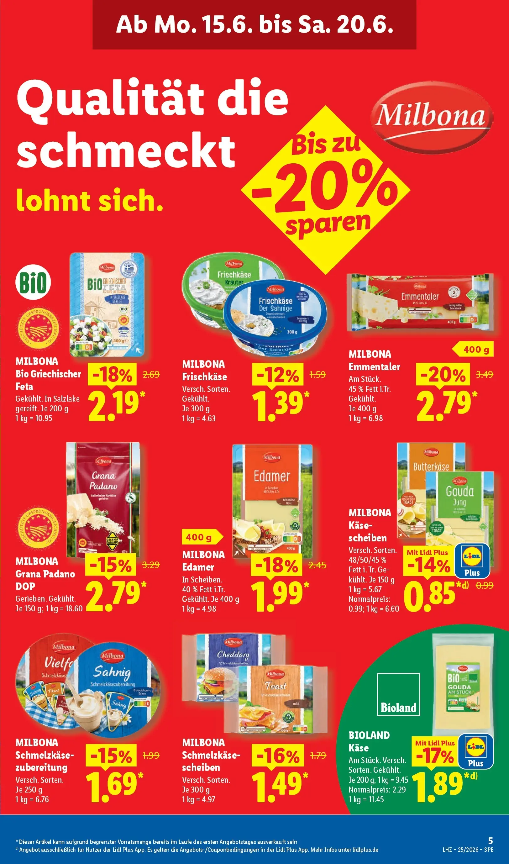 Lidl Prospekt Ilvesheim (ab 15.06.2026) zum Blättern » Angebote | Seite: 13 | Produkte: Feta, Toast, Gouda, Edamer