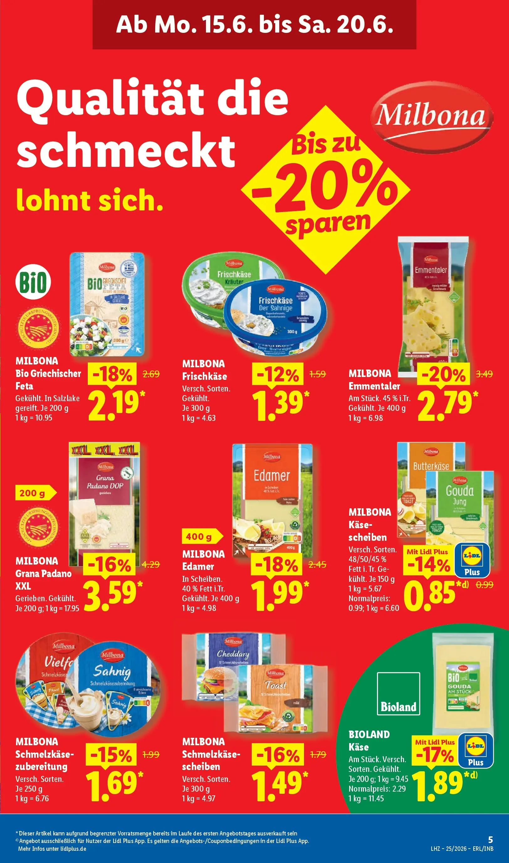 Lidl Prospekt Künzell (ab 15.06.2026) » Angebote online | Seite: 13 | Produkte: Feta, Käse, Edamer, Frischkase Lidl Prospekt Künzell (ab 15.06.2026) zum Blättern » Angebote | Seite: 13 | Produkte: Feta, Käse, Edamer, Frischkase