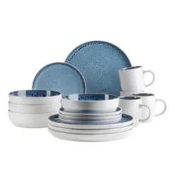 Kombiservice MALEA 16-Teilig Steinzeug, Blau, 4 Personen